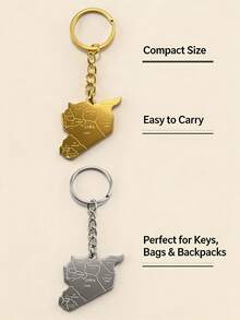 Stainless Steel Map Keychain – Durable Travel Inspired Souvenir For Keys, Bags & Gifting - Multicolor - View 3