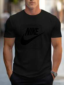 Men's Pure Cotton Crew Neck Short Sleeve T-Shirt Casual Summer Graphic Shield Print Oversized  Daily Wear Comfortable Breathable Basic Tee - 黑色 - 查看 10