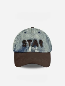 1pc Unisex Vintage Washed Star Embroidery Baseball Cap, Dual-Tone Curved Brim Adjustable Dad Hat, Suitable For Spring/Summer Travel And Daily Wear - A - View 10