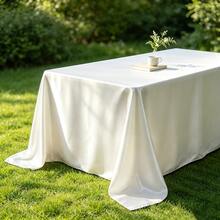 2pcs 145*260cm Decor Table Cover Rectangular Tablecloth Satin Tablecloth, Smooth Fabric Table Decor, For Wedding Table Decor, Dining Table Banquet Event Table Decor - White - View 4