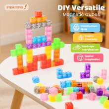 0.98in/2.5cm Transparent Colorful Magnetic Blocks, STEM Sensory Cube Early Education Toy | Creative Stacking Shape Blocks, Birthday Gift, Suitable For Boys And Girls - Multicolor - View 8