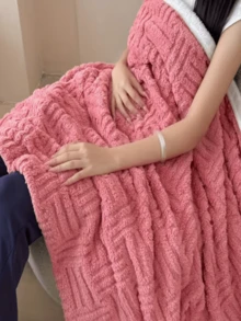 Queen Size Quilted Blanket, Soft And Warm, 7 Colors - Pink - View 3
