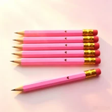 5/20pcs Heart Shaped Golf Pencils, Mini, Sharpened, With Eraser - 4 Inch Short, 2 HB, Suitable For Gift Party Games, Bridal Shower Party Games, Back To School (Pink/Magenta) - Pink - View 8