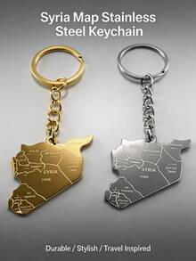 Stainless Steel Map Keychain – Durable Travel Inspired Souvenir For Keys, Bags & Gifting - Multicolor - View 5