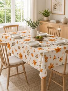 1pc Autumn Leaf Tablecloth, Vintage Fall Maple Leaves Pattern Table Cover, Rustic Farmhouse Polyester Dining Table Cloth For Kitchen Home Decor Thanksgiving - D - View 8