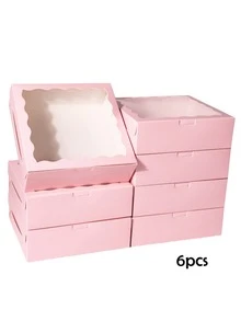 6/12pcs 20.32cm X 20.38cm Bread Box, Pie Box, Cookie Box, Chocolate Strawberry Box, Cake Box/Suitable For Wedding/Birthday/Christmas/Holiday - Pink - View 14