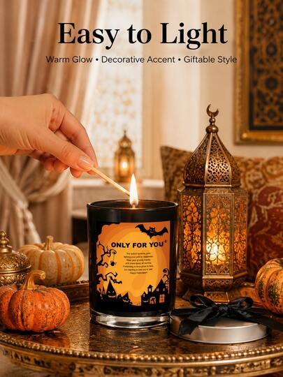 Halloween Scented Candles, Fun Pumpkin Candles, Cute Ghost Themed Candles, Decorative Candle Jars, Long-Lasting Fragrance, Halloween Home Decor, Autumn Party Decorations, Table Centerpiece Decor, Cozy Room Decor, Seasonal Celebration Supplies