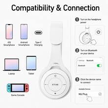 Wireless Bluetooth Over-Ear Headphones, Stylish Design, Bluetooth 5.4 Smart Connection, High-Definition Stereo Sound, 40mm Large Dynamic Driver, Powerful Bass Experience, Built-In Microphone For HD Calls, Comfortable Protein Leather Ear Pads, Long-Wear Without Pressure, Adjustable Headband Design, Foldable And Portable, Type-C Fast Charging, Long Battery Life Music Playback, Compatible With Phones, Tablets And Multiple Devices - View 11