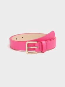 1pc/3pcs Women's Gold Square Buckle Versatile Fashion Multicolor PU Belt Suitable For Daily Use - Hot Pink - View 20