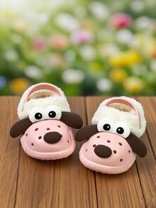 HAHABOBO New Winter Kids Cute Dog EVA Clog Slippers, Fleece Lining Warm, Easy On/Off For Boys And Girls, Great Holiday Gift (Random Color) - Pink - View 1