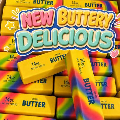 1pc Rainbow Giant Butter Maltose Squishy, Large Slow Rebound Stress Relief Finger Toy, Creative Food Shape Desktop & Bedroom Decor, Suitable For Teenagers, Students, Office Women, Birthday, Easter, Carnival & Christmas Holiday Gift