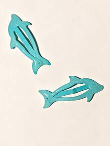 10/4/2pcs Summer Blue Dolphin Cute Hair Clips, Girls Bangs Clip Side Hair Accessory, Simple Loose Hair Clip, Fresh And Cute - Multicolor - View 6