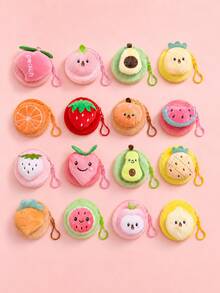 XD 12pcs/6pcs/3pcs/1pc Multi-Functional Children's Fruit Pattern Coin Storage Bag, Compact And Ultra-Portable, Can Store Coins, Keys And Other Small Items, Also Can Be Decorated On Backpacks And Bags, A Gift That Children Love - Multicolor - View 1