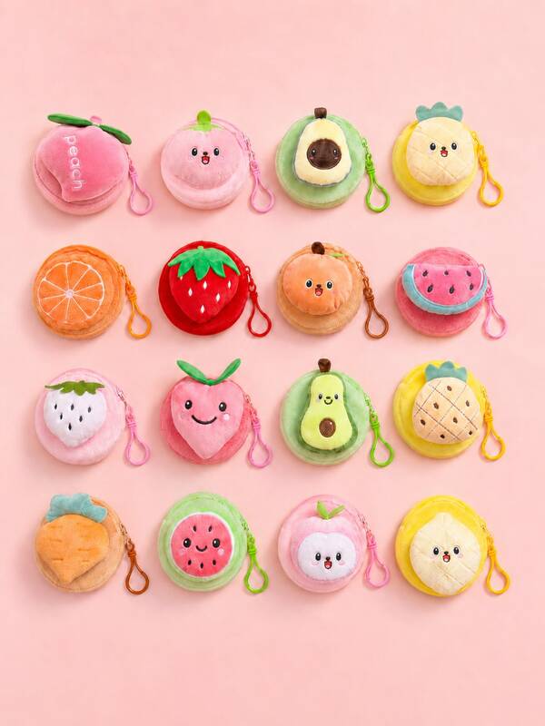 XD 12pcs/6pcs/3pcs/1pc Multi-Functional Children's Fruit Pattern Coin Storage Bag, Compact And Ultra-Portable, Can Store Coins, Keys And Other Small Items, Also Can Be Decorated On Backpacks And Bags, A Gift That Children Love