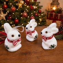 Set Of 3 Christmas Bunnies - White - View 8