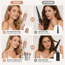 25mm Automatic Hair Curler, One-Touch Curling Iron With Dual-Direction Rotation, Fast Heating, 3 Temperature Settings, Anti-Scald & Anti-Tangle Rotating Curling Wand, Dual Voltage Travel Hair Styling Tool For Women - Silver - View 10