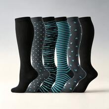 1/3/6 Pairs Unisex Compression Socks, Relieve Varicose Veins And Swelling, Suitable For Pregnancy, Hiking, Travel - Multicolor - View 11