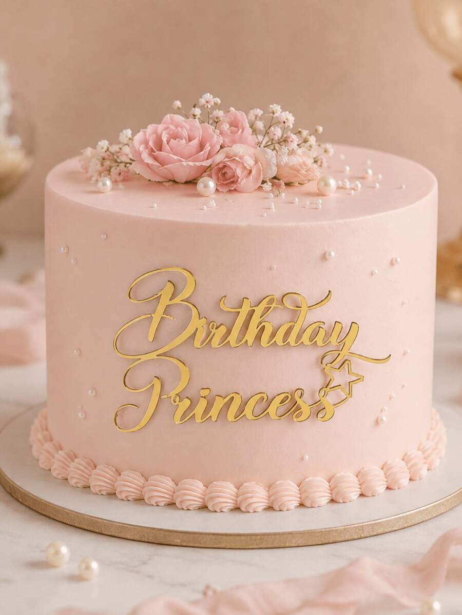 1pc/3pcs/5pcs "Princess Birthday" PMMA Cake Topper Picks, Modern Letter Cake Decoration For Birthday Party, Birthday Cake Decor Gift, DIY Cake Decorating Supplies, Baking Decoration, Baking Supplies, Cake Accessories, Kitchen Essentials, Holiday Gift