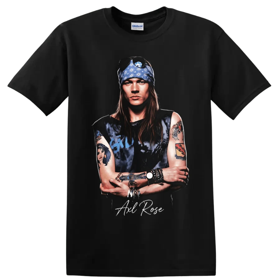 Axl Rose Portrait Rock Music Pop Art T Shirt W Slash Style Tee - 黑色的 - 查看 1