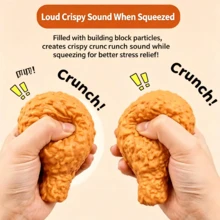 1pc Large Chicken Drumstick Squeeze Toy, Crispy ASMR Sound Stress Relief Fidget Toy, Realistic Food Shape Sensory Decompression Toy, Suitable For Adults, Creative Holiday Birthday Gift - Multicolor - View 5