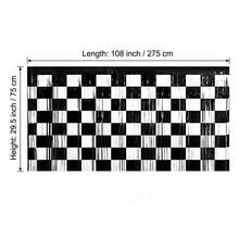 1pc Racing Black & White Checkered Tassel Table Skirt, Racing Flag Fringe Table Runner, Kids Birthday Party Table Decoration - Multicolor - View 2