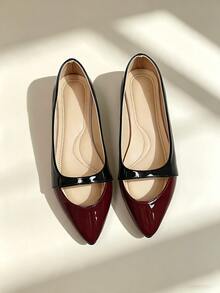 1 Pair Women's Flat Pointed Toe Pumps 2026 Autumn New Style Fashion Commute Solid Color Cutout Flat Pointed Toe Shoes Holiday Wedding Party Outdoor All Season - Black - View 2