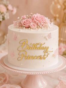 1pc/3pcs/5pcs "Princess Birthday" PMMA Cake Topper Picks, Modern Letter Cake Decoration For Birthday Party, Birthday Cake Decor Gift, DIY Cake Decorating Supplies, Baking Decoration, Baking Supplies, Cake Accessories, Kitchen Essentials, Holiday Gift - Gold - View 4