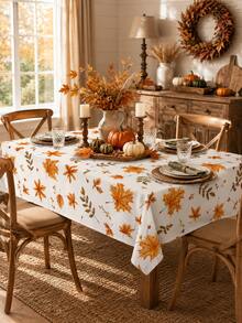 1pc Autumn Leaf Tablecloth, Vintage Fall Maple Leaves Pattern Table Cover, Rustic Farmhouse Polyester Dining Table Cloth For Kitchen Home Decor Thanksgiving - D - View 16