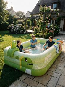 1pc Large Durable PVC Inflatable Swimming Pool, Suitable For Adults And Families, Above Ground Inflatable Pool, Spacious Lounge Area Design, Easy To Install Portable Water Play Pool, Suitable For Backyard Garden Patio Lawn, Outdoor Summer Water Games, Cooling Off, Pool Party Holiday Gift - A - View 4