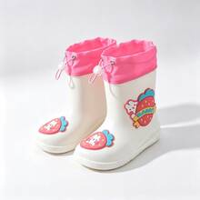 Lugualt Cute Fashionable Kids Rain Boots, Adjustable Drawstring Cuff, Waterproof Rubber Outdoor Rain Shoes, Unisex Toddler And Children's Shoes - White - View 4