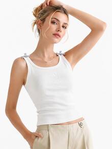 Adidas Dance Bra, Slim Fit Camisole, Women's Sports Casual Vest - White - View 1