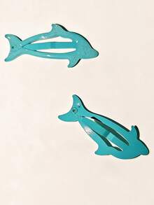 10/4/2pcs Summer Blue Dolphin Cute Hair Clips, Girls Bangs Clip Side Hair Accessory, Simple Loose Hair Clip, Fresh And Cute - Multicolor - View 5
