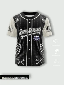 Cool Skull Bone Style Customized Baseball Jersey, Dark Vintage Bone Print, Customizable Back Name And Number, Traditional Button-Up Baseball Shirt Cut, Hardcore Style, Sports Fabric Suitable For Daily Wear And Training, Flexible And Durable Fabric Resistant To Fading, Perfect For Halloween Themed Events And Team Building - Grey - View 2