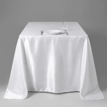 2pcs 145*260cm Decor Table Cover Rectangular Tablecloth Satin Tablecloth, Smooth Fabric Table Decor, For Wedding Table Decor, Dining Table Banquet Event Table Decor - White - View 7