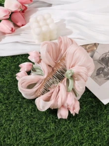 1pc Women's Elegant Sweet New Bowknot Hair Clip, Tulip Shaped Half-Up Hair Claw Clip Hair Accessory - Multicolor - View 3