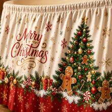 Taplak Meja Natal Tradisional, Taplak Meja Poliester Motif Selamat Natal, Dekorasi Liburan Merah dan Hijau, dengan Pola Pohon Natal, Kue Jahe, dan Kepingan Salju, Dekorasi Pesta Makan Malam Natal yang Elegan untuk Rumah dan Restoran - A - View 9