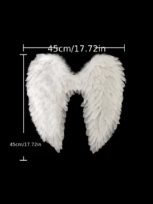 1pc White Fairy Wings With Faux Feathers, Proposal Scene, Wedding, Party, Cosplay Costume Accessory - Multicolor - View 3