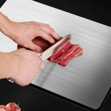 1pc Stainless Steel Cutting Board, Rust-Proof , Suitable For Home Kitchen, Restaurant Cooking, Housewife, Chef Use. Flat Metal Cutting Board, Easy To Clean, Unbreakable, Durable, Antibacterial, Essential Kitchen Tool. Suitable As Christmas, Thanksgiving Gift - View 9