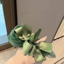 1PC Women's Double Layer Mesh Floral Scrunchie, Satin Bow Patchwork Design, Suitable For Thick Long Hair, Gentle French Coquette Sweet Style, Can Be Used For Daily Hair Styling, Commuting, Dating Afternoon Tea, Outdoor Travel Photography, Creating A Fairy-Like Atmosphere Hair Accessory - Multicolor - View 6