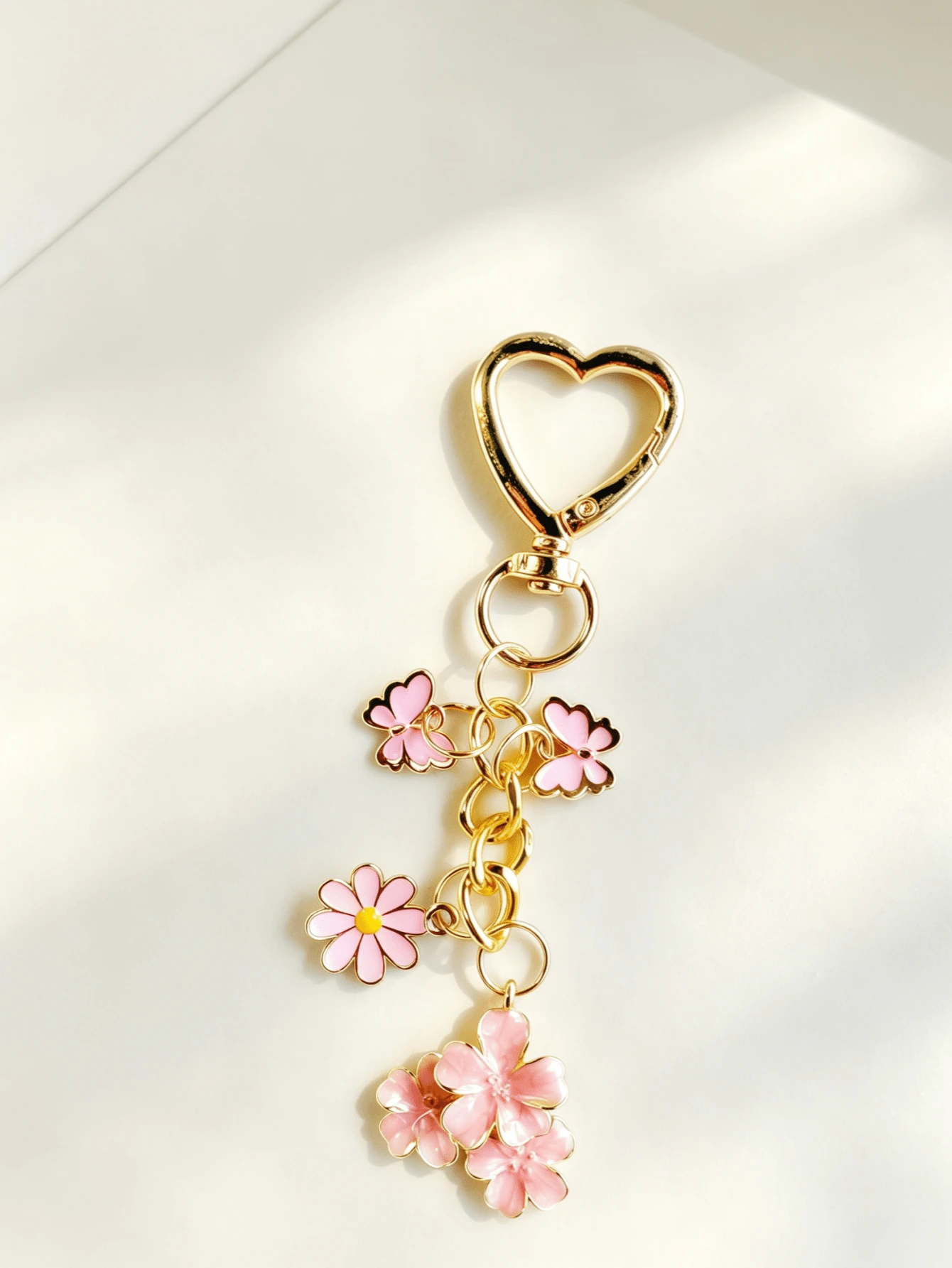 1pc Women's Pink Floral Butterfly Keychain Heart Buckle Backpack Car Pendant, Bag Charm, Best Choice Gift For Girlfriend, Suitable For Holiday Birthday Party - Baby Pink - View 1