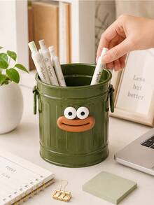 Cute Cartoon Big Mouth Pen Holder, Large Capacity Plastic Desktop Storage Cup With Handle, Multi-Function Pen Brush Makeup Brush And Office Supplies Organizer, Cute Desktop Accessory For Home Office And School - Multicolor - View 9