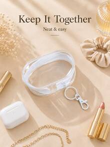 1/2pcs Portable Mini Transparent Zipper Storage Bag With Keychain, Clear Cable Organizer Pouch For Charger, Earbuds, Cables, Keys, Coins And Small Electronic Accessories, Travel Essential - Multicolor - View 7