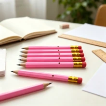 5/20pcs Heart Shaped Golf Pencils, Mini, Sharpened, With Eraser - 4 Inch Short, 2 HB, Suitable For Gift Party Games, Bridal Shower Party Games, Back To School (Pink/Magenta) - Pink - View 9