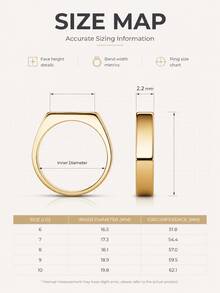1pc Fashion Stainless Steel Rectangular Polished Women's Ring - Yellow Gold - View 2