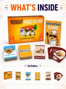 Midnight Market Melee Market Strategy Card Game, 2-6 Players, Secret Buying, Price Fluctuations And Team Sets, 14+, 20-30 Minutes, Christmas Gift And Game Night Stocking Stuffer - Orange - View 3