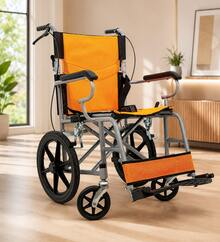 Silla de ruedas de traslado con reposabrazos acolchado para personas mayores, plegable y ligera, silla de ruedas portátil para ancianos, silla de rueda de viaje Soporta hasta 110 kg, Z-OR260C - Ver 5