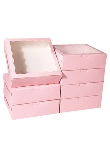 6/12pcs 20.32cm X 20.38cm Bread Box, Pie Box, Cookie Box, Chocolate Strawberry Box, Cake Box/Suitable For Wedding/Birthday/Christmas/Holiday - Pink - View 12