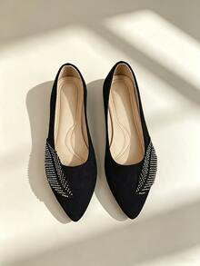 1 Pair Women's Flat Pointed Toe Pumps 2026 Autumn New Style Solid Color Fairy Commuter - Black - View 4