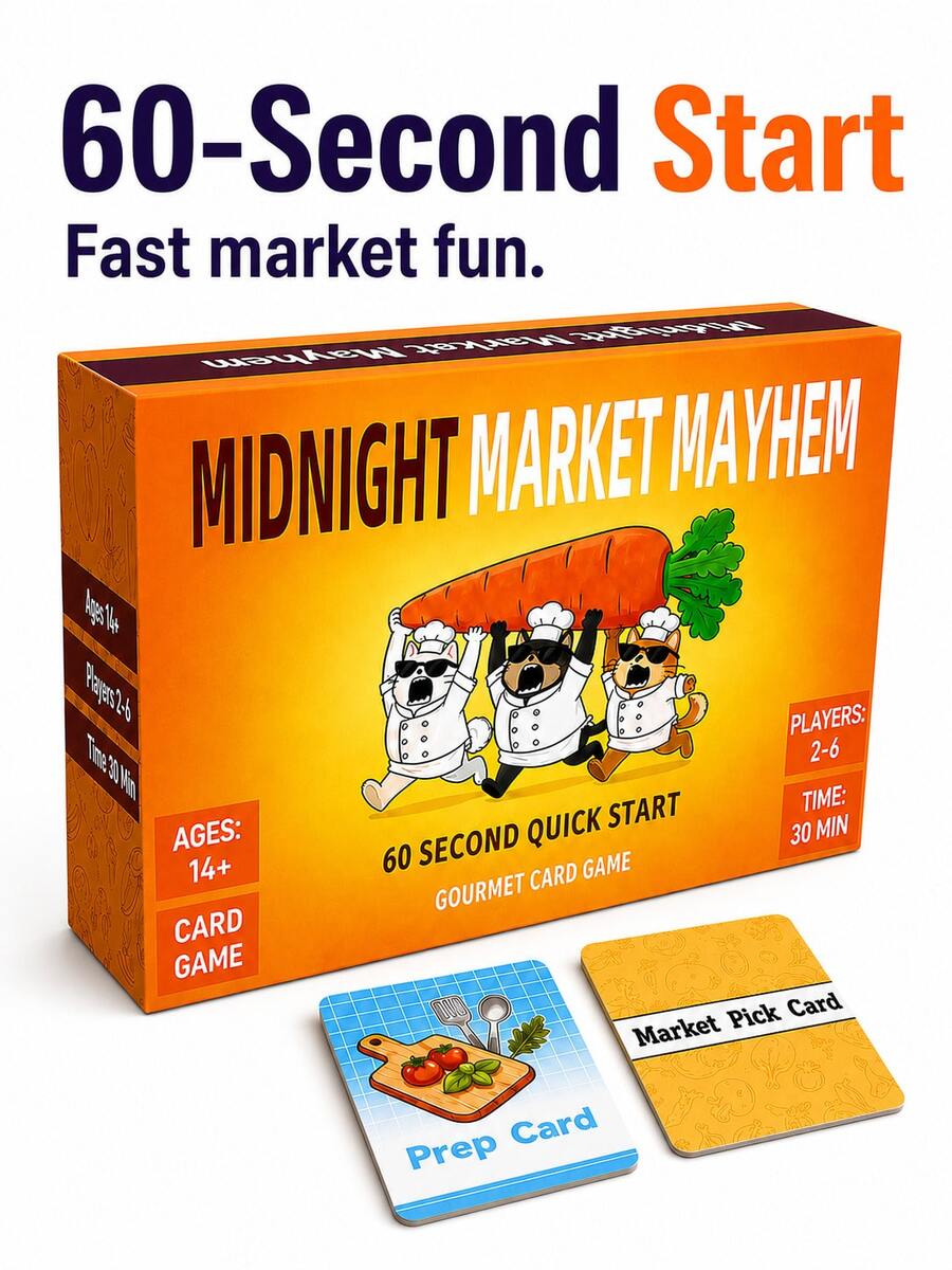 Midnight Market Melee Market Strategy Card Game, 2-6 Players, Secret Buying, Price Fluctuations And Team Sets, 14+, 20-30 Minutes, Christmas Gift And Game Night Stocking Stuffer - Orange - View 1