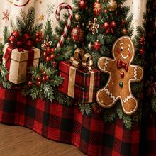 Luxury Christmas Tablecloth, Printed With Gingerbread Man, Christmas Tree And Buffalo Plaid Patterns, Country Farm Style Holiday Polyester Tablecloth, Warm Christmas Party Decoration, Suitable For Dining Room, Family Dinner And Winter Home Decor - A - View 9